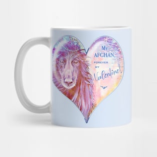 Black Afghan Hound. Forever my Valentine. Art. Mug